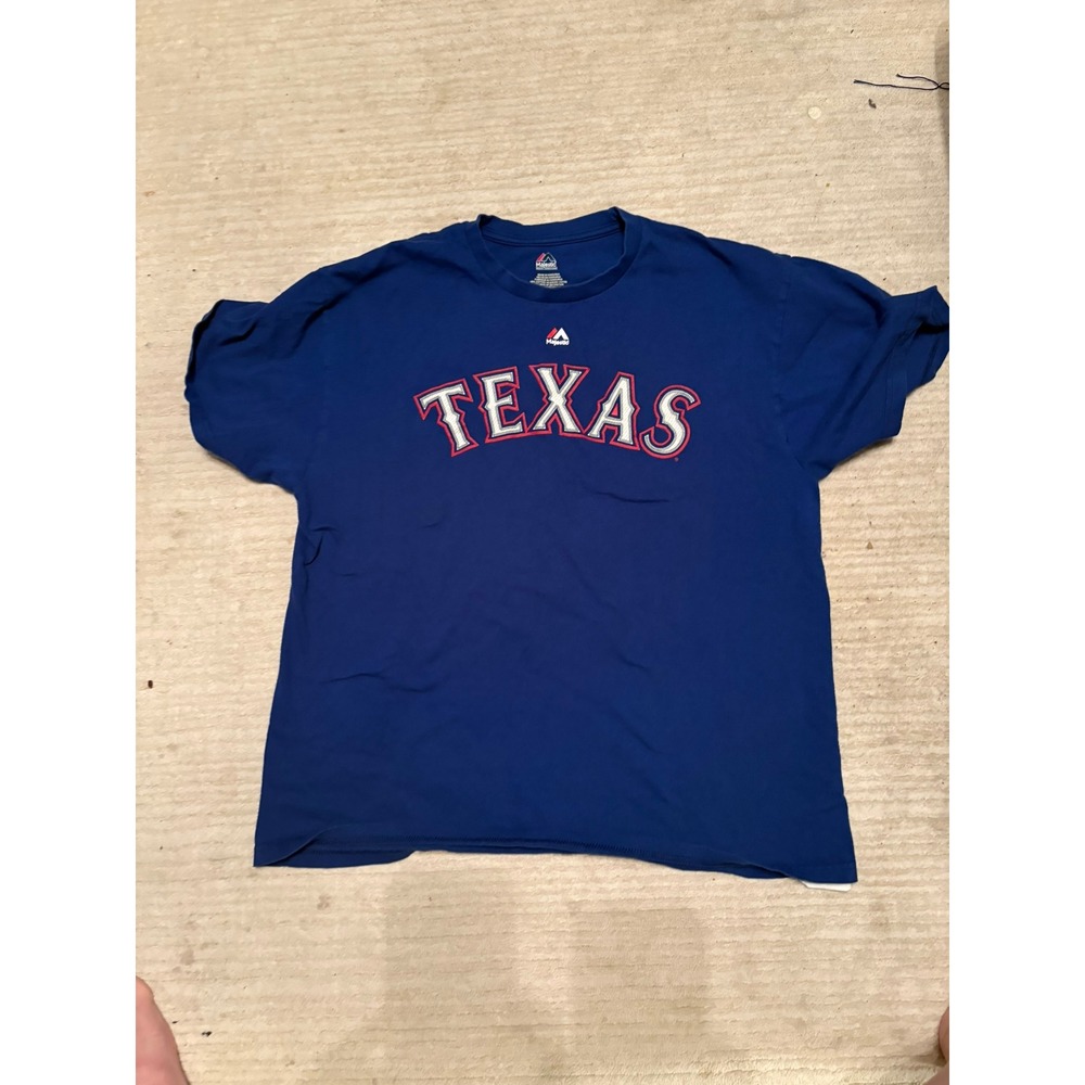 Majestic Texas Rangers Yu Darvish 11 MLB Player T-Shirt Royal Blue Mens XL